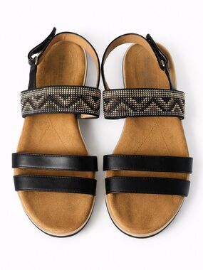 Naturalizer N5 Comfort Dynamic Black Beaded Slingback Sandals Women’s 7M